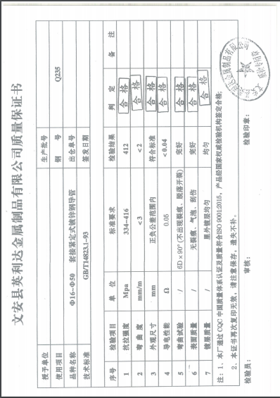 質量保證書